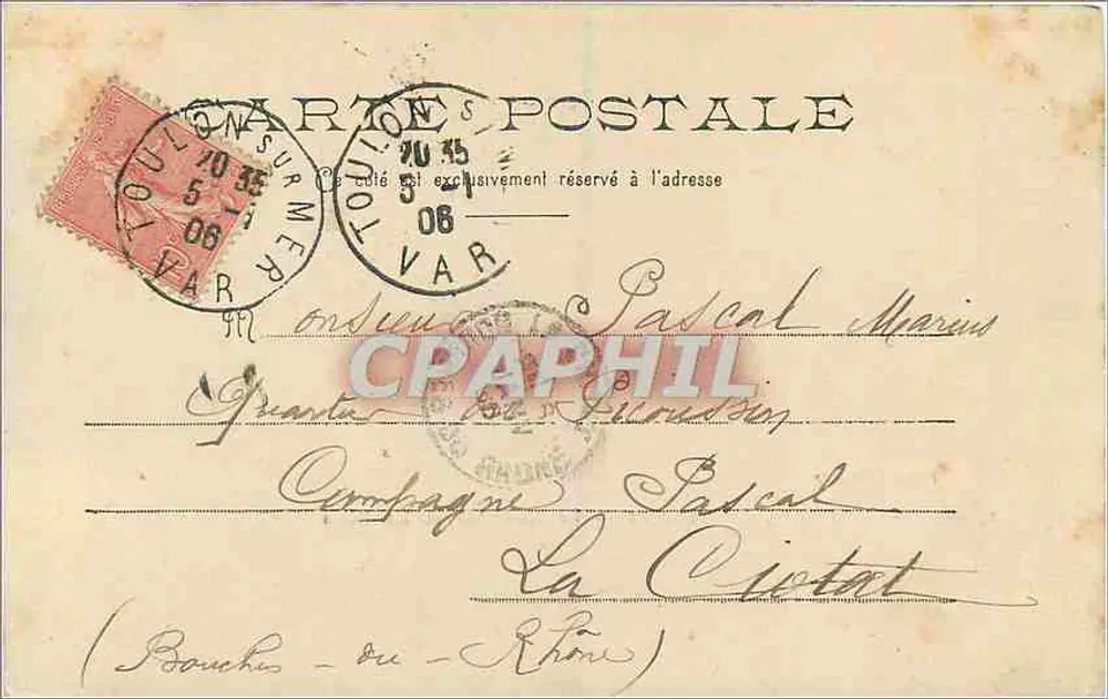Toulon — O Mourillon e os Bains — Edição Levret et C°, n°25 - Verso