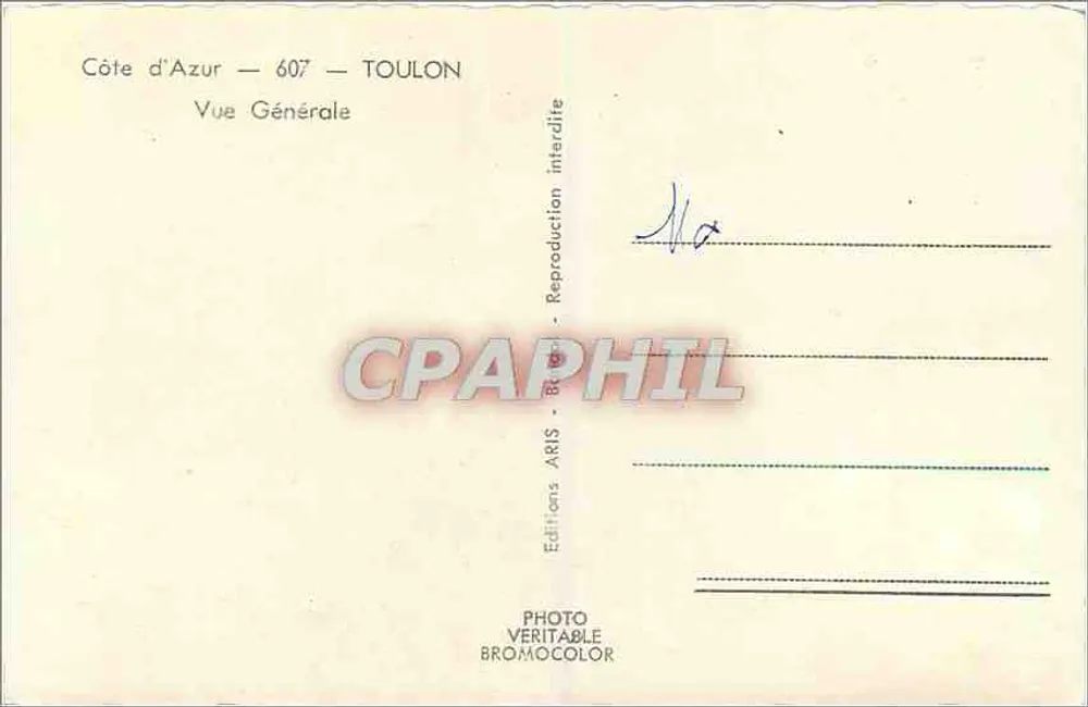 Toulon — Vista Geral — Edições ARIS - Verso