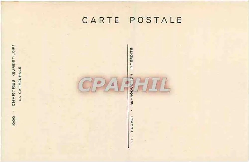 Chartres (Eure-et-Loir) — A Catedral — Editor Houvet, n° 1000 - Verso