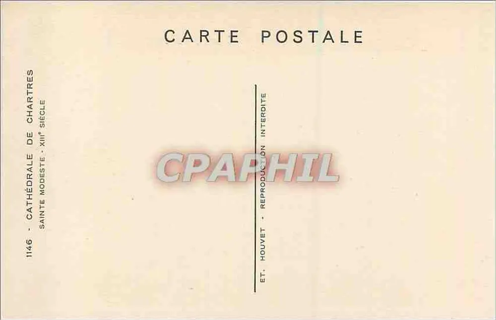 Estátua de Santa Modesta — Catedral de Chartres — Editor Houvet, n°1146 - Verso