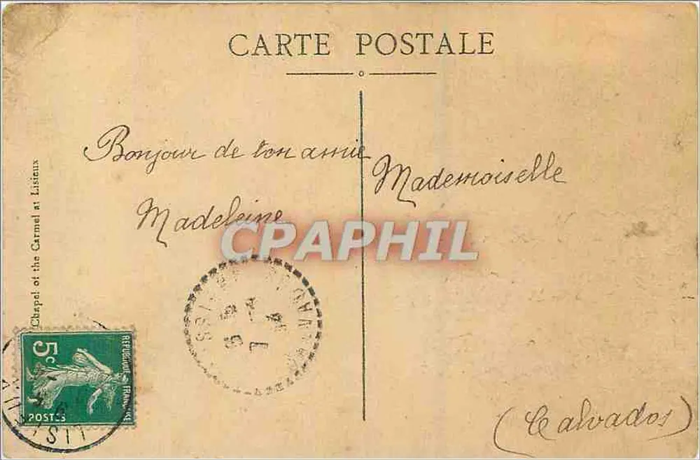 Capela do Carmelo de Lisieux — Editor Fillion, Lisieux - Verso