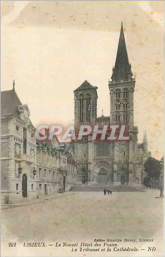 Lisieux — O Novo Hotel das Postas e a Catedral — Edição Maurice Duvey, Lisieux - Frente