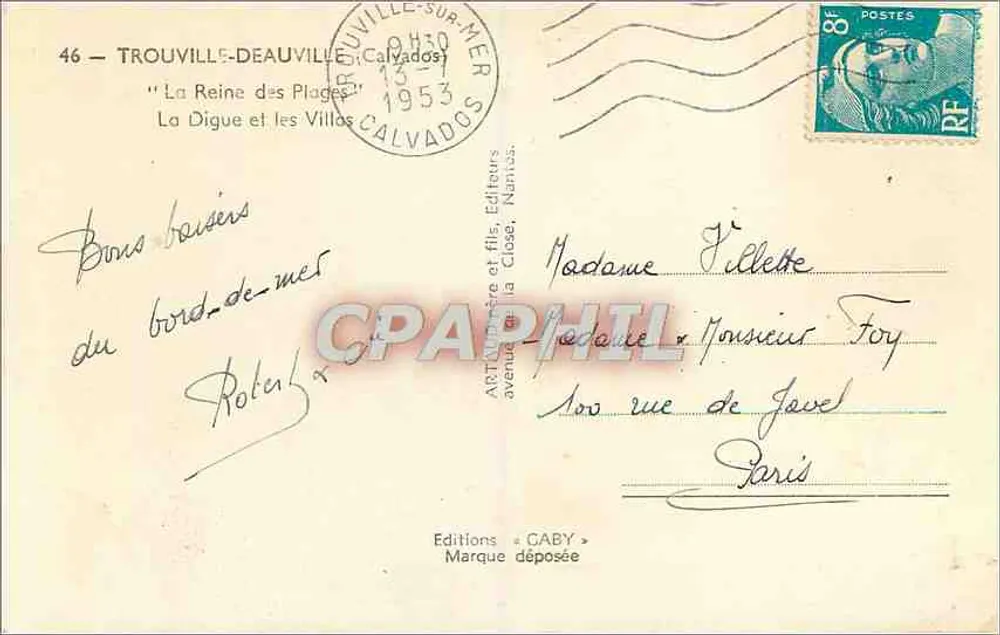 Trouville-sur-Mer — La Digue et les Villas — Éditions Caby - Verso
