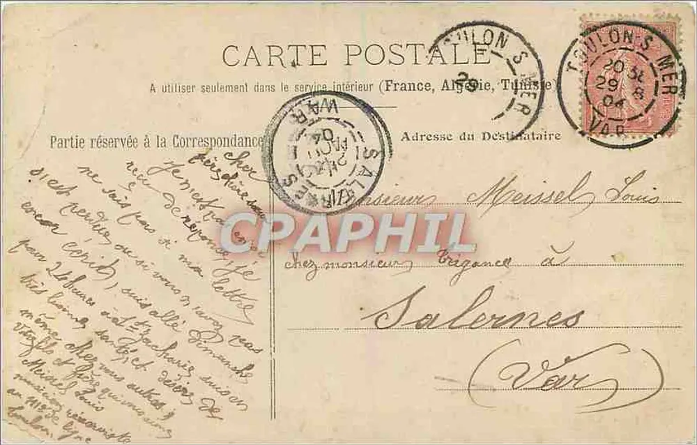 Toulon — Praça da Liberdade — O Monumento da Federação — Grand Hôtel - Verso