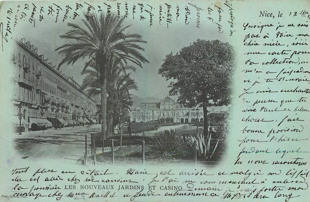 Nizza — Die neuen Gärten und das Casino — Foto von Giraud, Nizza - Vorderseite