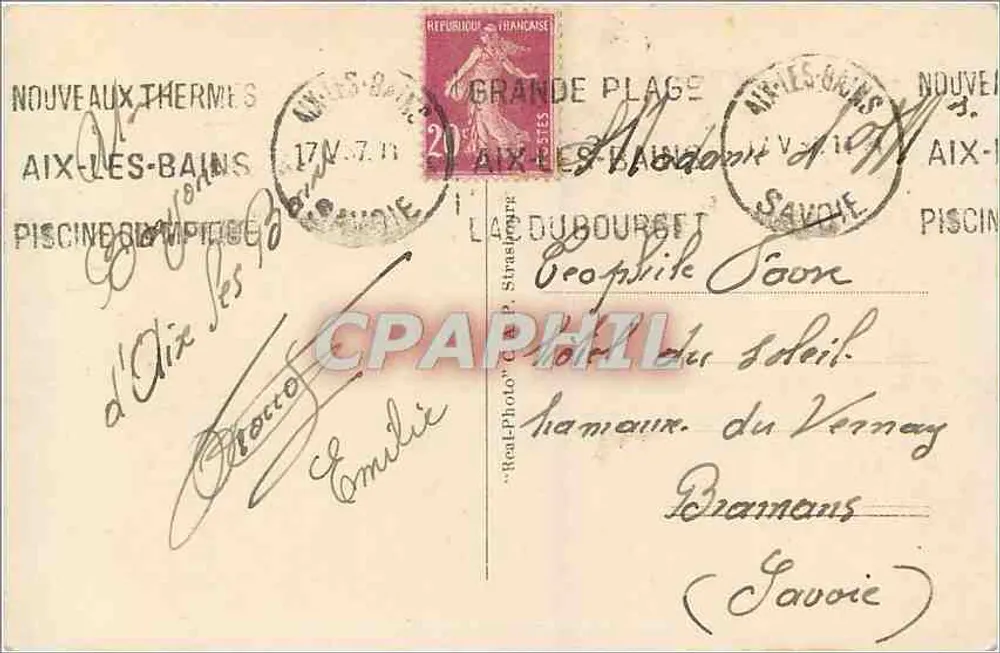 Aix-les-Bains — O parque e o palácio das Fontes Patriaux — arq. D.P.L.G. - Verso