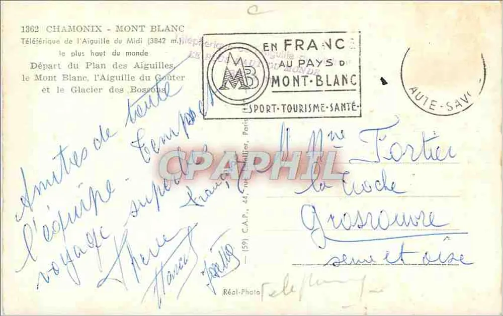 Chamonix - Mont Blanc — Teleférico da Aiguille du Midi (3842 m) — C.A.P. n° (59) - Verso