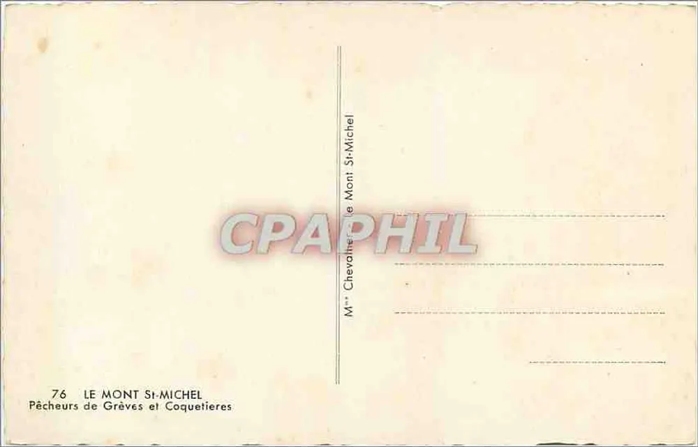 Fischer von Grèves und Coquetières — Mont Saint-Michel — Verleger M. Chevalier, Nr. 76 - Rückseite