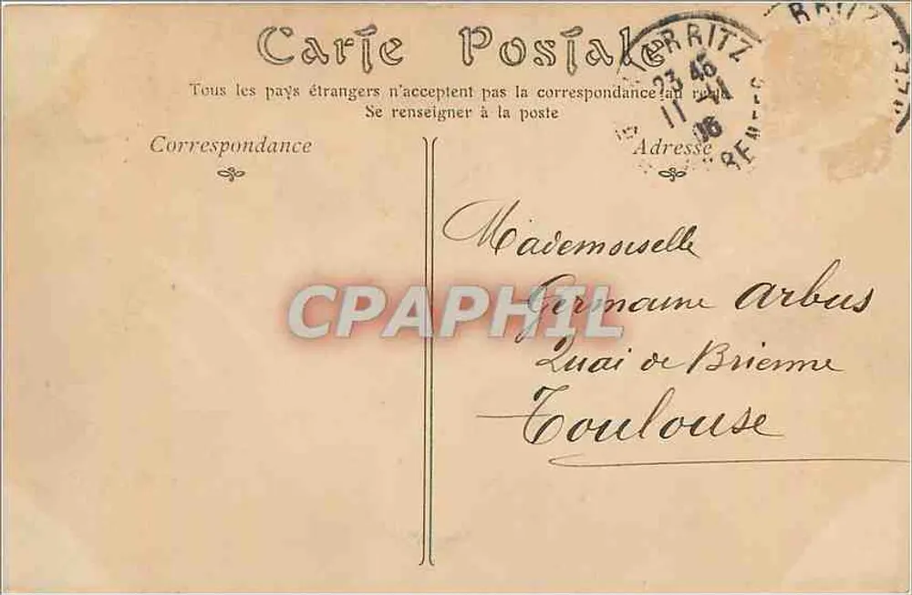 Blarritz — Pêcheurs à la Pointe plate par gros temps — ND Phot, n° 371 - Verso