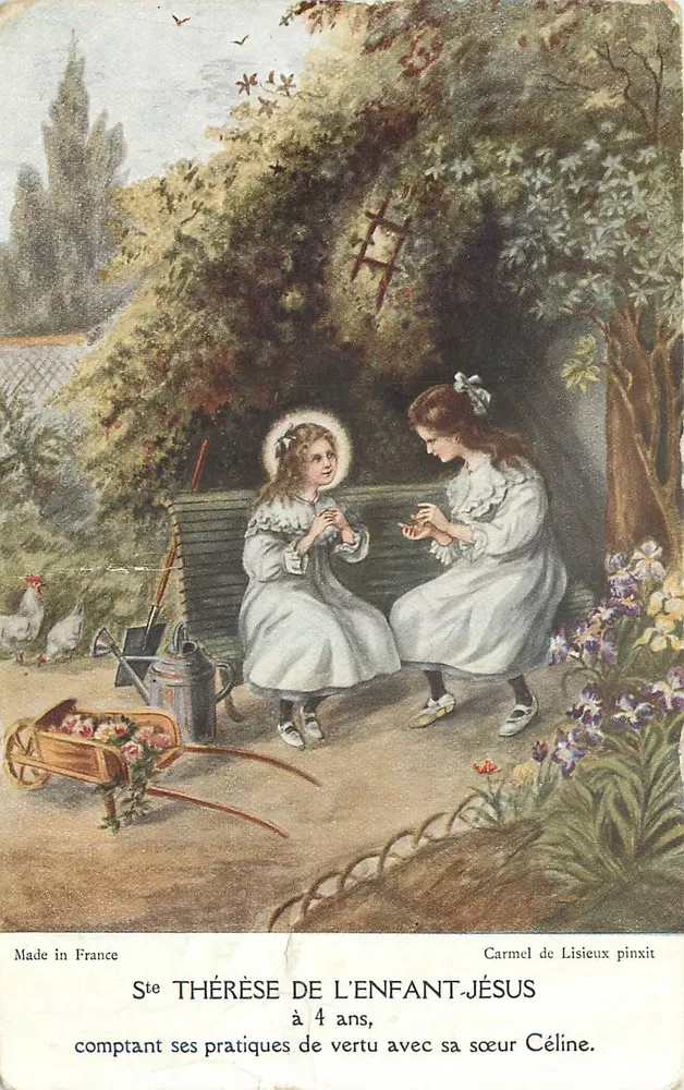 Santa Térèsa da Criança Jesus com 4 anos — com sua irmã Céline — Carmel de Lisieux pinxit - Frente