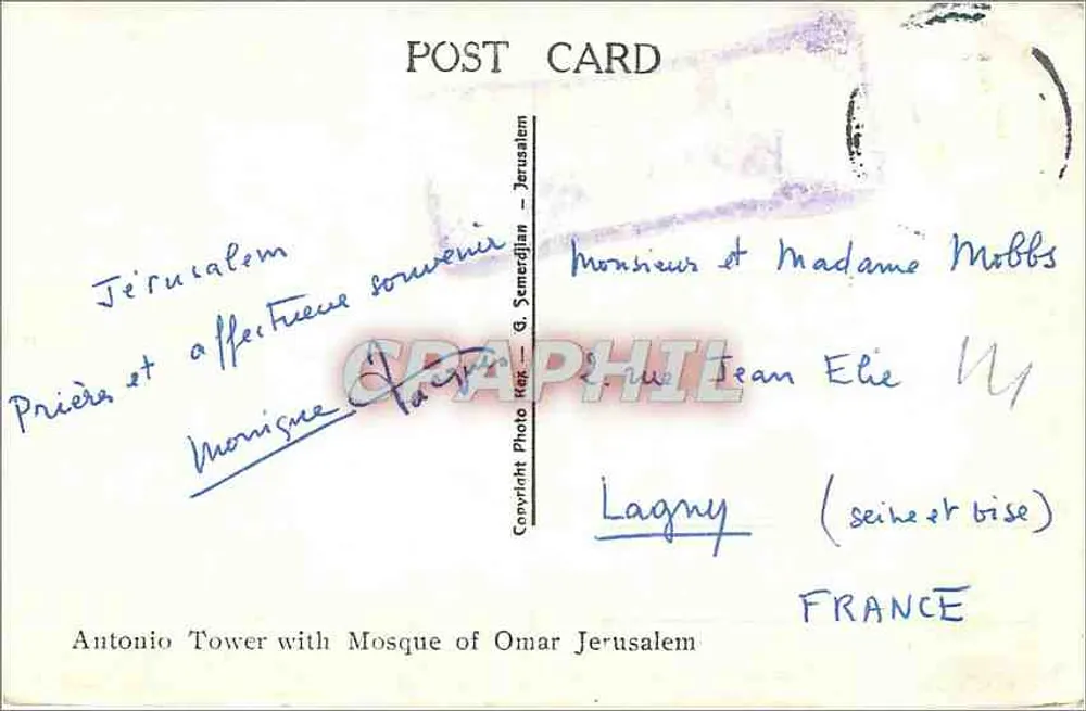Torre de Antonio — Mesquita de Omar — Jerusalém - Verso