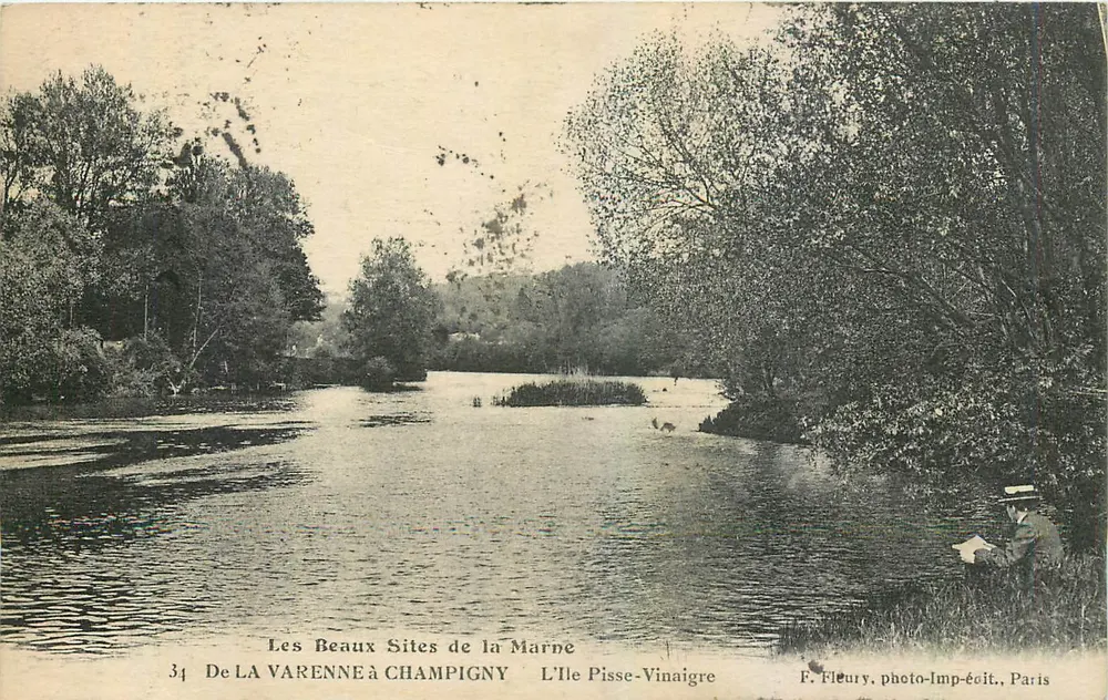 Die Insel Pisse-Vinaigre — Von La Varenne nach Champigny — F. Fleury, photo-imp. Verlag, Paris - Vorderseite