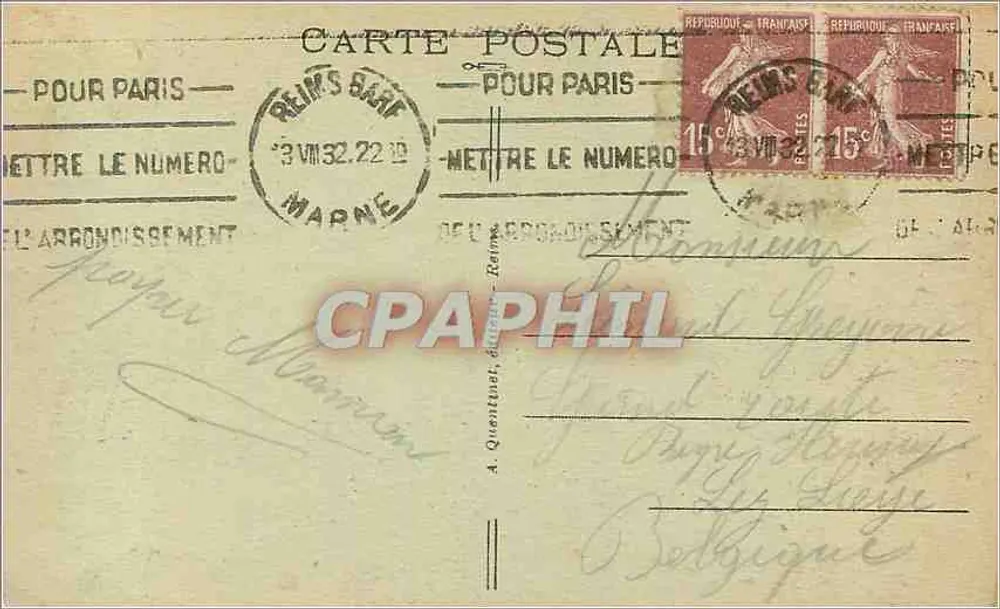 Reims — A Cour da Gare — Editor desconhecido, n° 16 - Verso