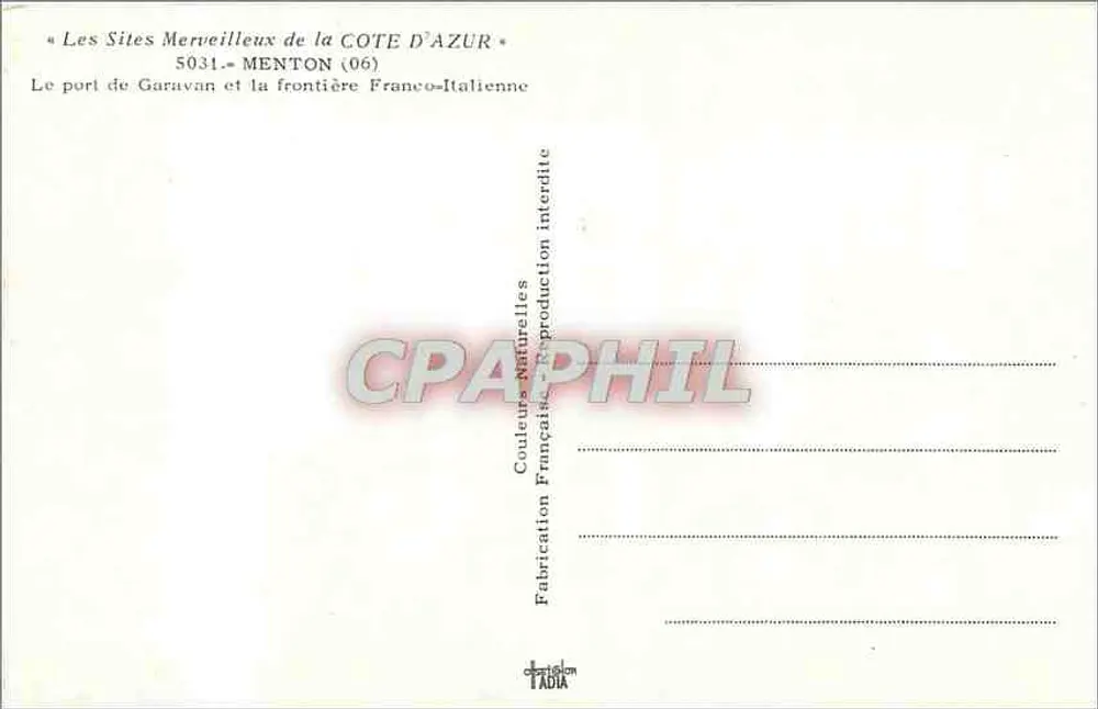 Hafen von Garavan und französisch-italienische Grenze — Menton (06) — Produktion ADIA - Rückseite