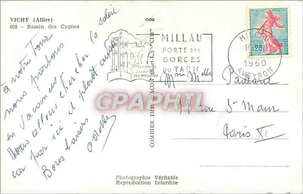 Bassin de los Cisnes — Vichy (Allier) — Cim - Reverso
