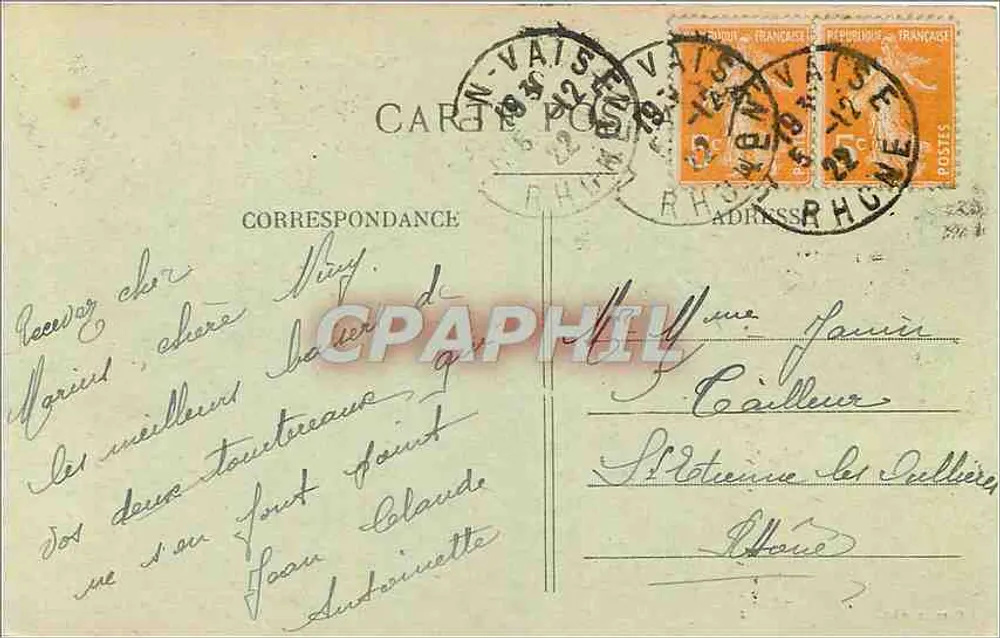 LYON — A Prefeitura — Carrier, édit. - Verso