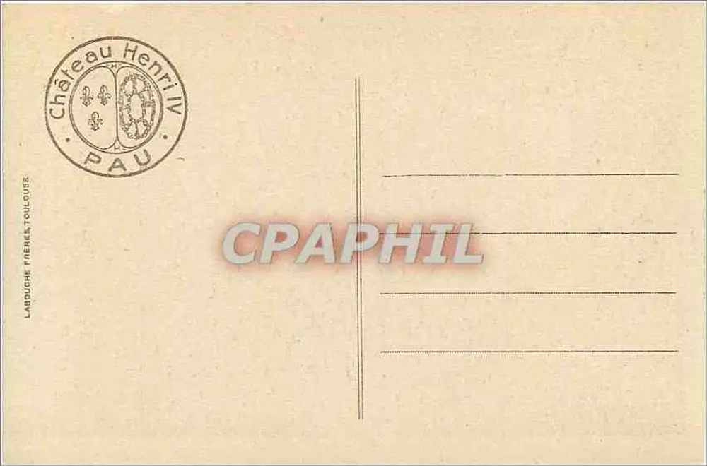 Pau - Le Château - Le lit de Henri IV — éditeur Lardouche, n° 1123 - Verso