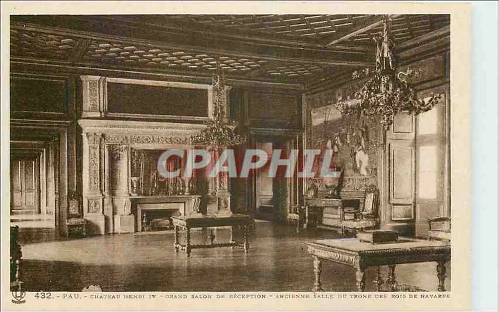 Pau - Château Henri IV - Grand Salon de Réception - Ancienne Salle du Trône des Rois de Navarre - Recto
