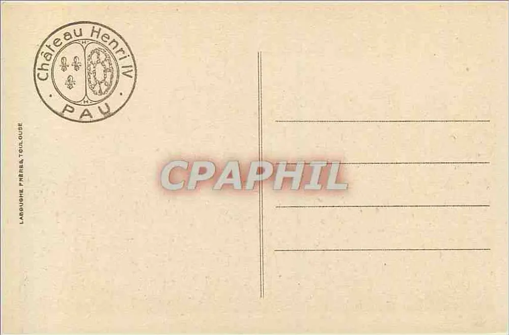 Pau - O Castelo visto do parque — editor LP, n° 92 - Verso