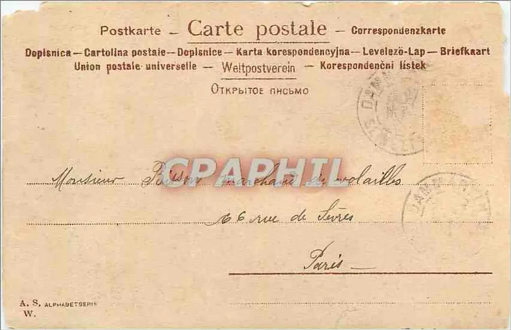 Crianças em uma grande letra P — editor A.S. ALPHABETSERIE W. - Verso