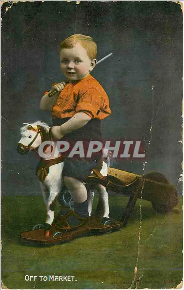 Criança em um cavalo de madeira — Off to Market — W.R.&S. Reliable Series - Frente