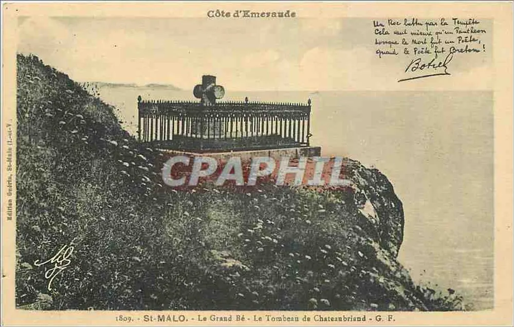 St-Malo - Le Grand Bé - Le Tombeau de Chateaubriand - Édition Gauthin, Sèvres - n°V - Recto