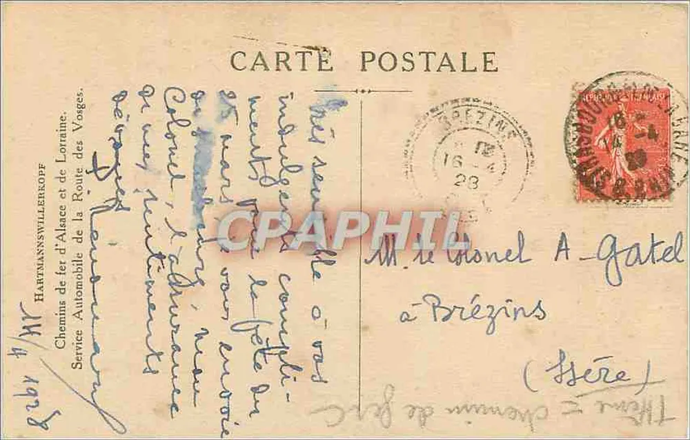 Vue de la Route des Vosges — dessin signé P. Louis — éditeur Hartmannsweilerkoff - Verso
