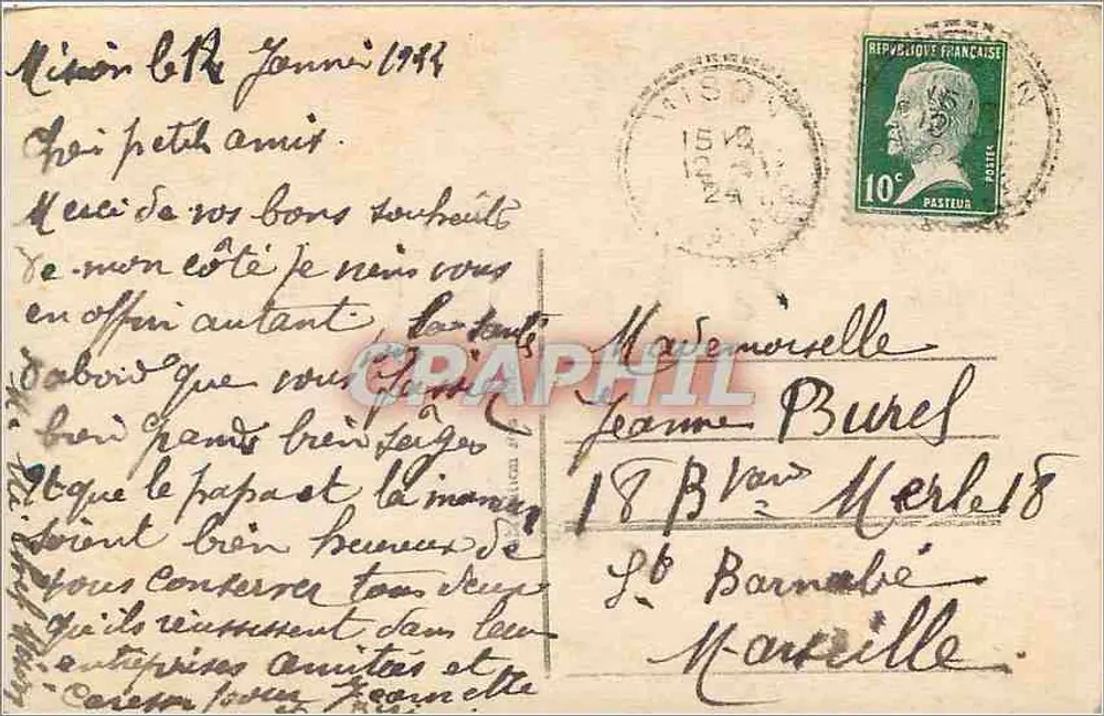 Retrato de uma jovem — com buquê — E.R. Paris, n°111 - Verso