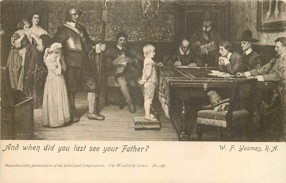 Sujeito: 'And when did you last see your Father?' — W. F. Yeames, R.A. — A Série Woodbury, Número 258 - Frente