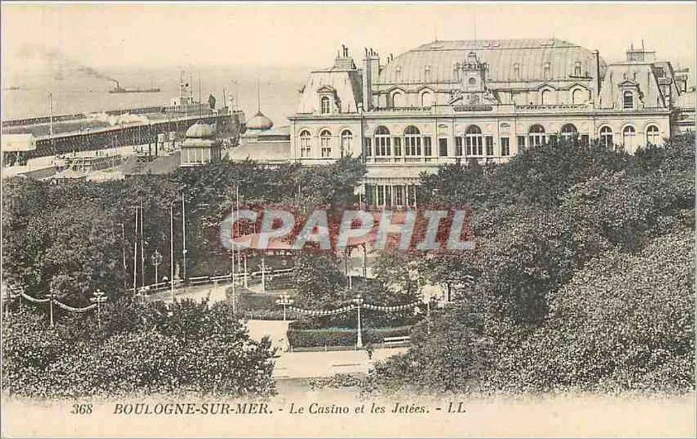 Boulogne-sur-Mer — Le Casino et les Jetées — LL, n° 368 - Recto