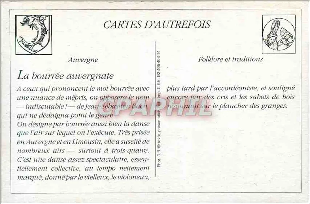 Bourrée auvergnate — folklor i tradycje — CARTES D'AUTREFOIS, nr 4. - LL. - Rewers