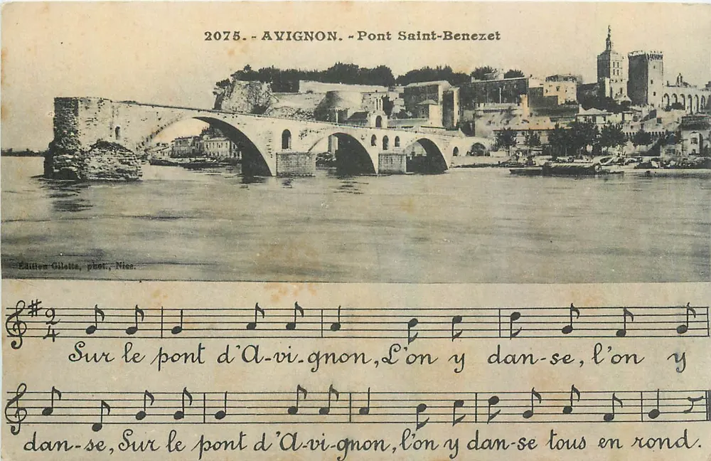 Avignon - Pont Saint-Benezet — vista do ponte e da cidade — Editor Gilletta, fot. Nice, n° 2075 - Frente