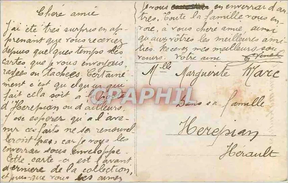 Jovem mulher e homem ao ar livre — cena romântica — editor anônimo, n° 423 - Verso
