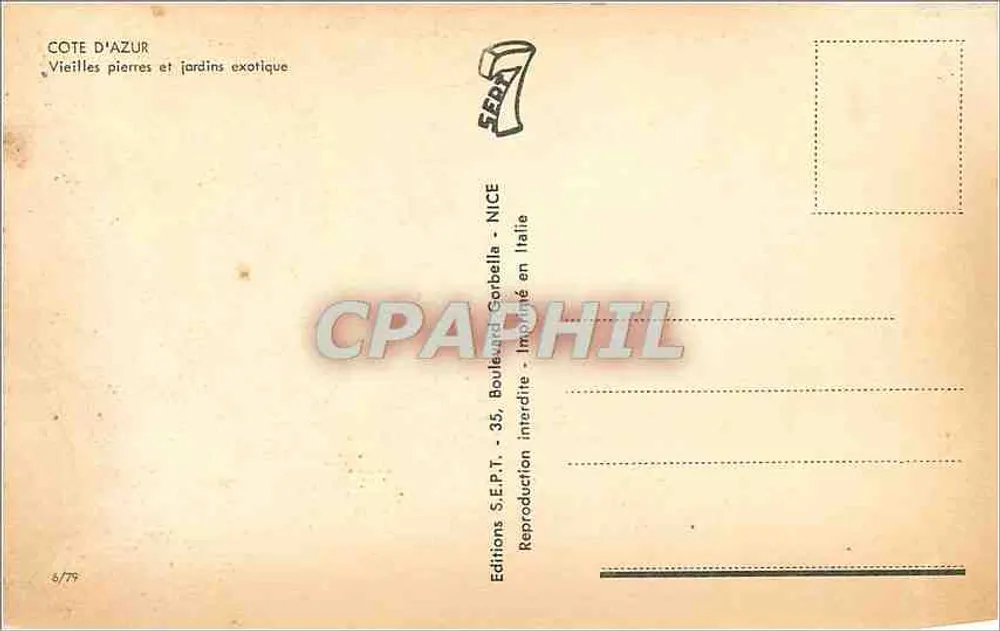 Côte d'Azur — Alte Steine und exotische Gärten — Éditions S.E.P.T. - 35, Boulevard Gorbella - Nice - Rückseite