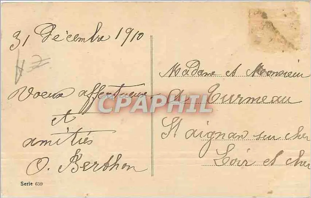 Róże myśli — Dobre i szczęśliwe noworoczne życzenia — O. Berthon, seria 659 - Rewers