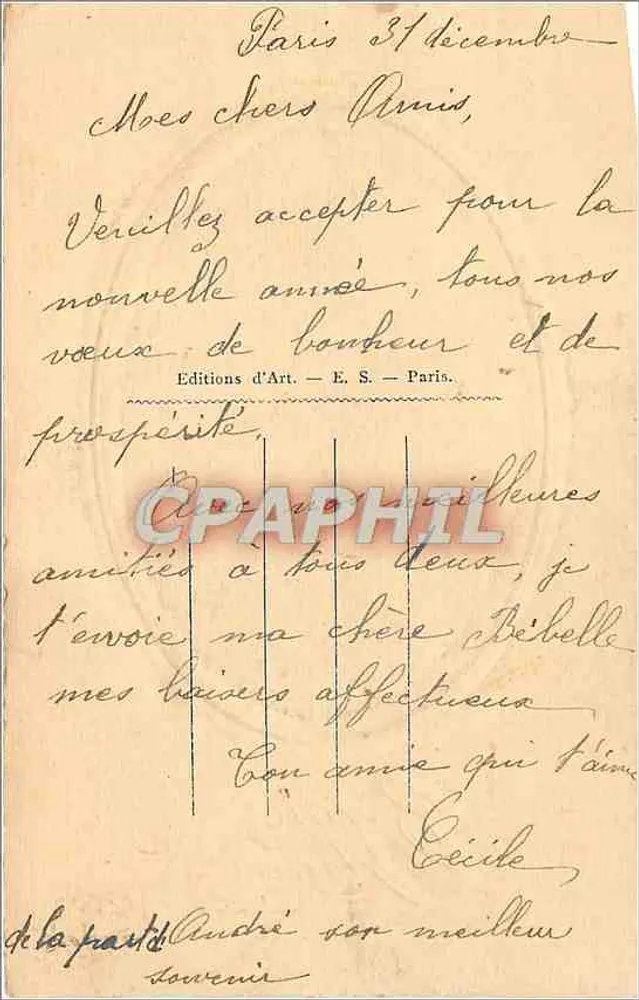 शीतकालीन दृश्य — बर्फ में घर — आर्ट एडिशन, ई.एस., पेरिस - पीछे
