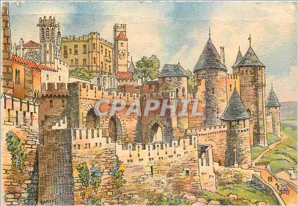 Carcassonne — Les Remparts Porte d'Aude — IMPRIMÉ SUR LA CARTE - Recto