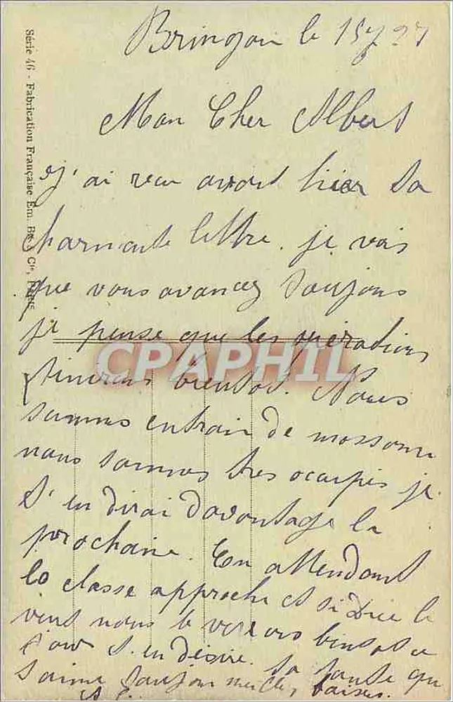 Bouquet de fleurs — Amitié — Série 46, Édition Française - Verso