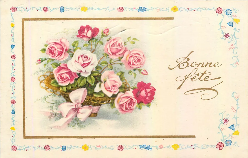 Buquê de rosas — Boa festa — Photochrom n°274 - Frente