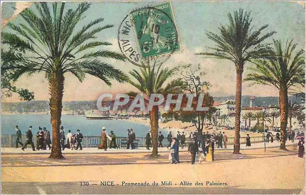 NICE - Promenade du Midi - Allée des Palmiers — Éditeur G. A. (Nice) n°130 - Recto