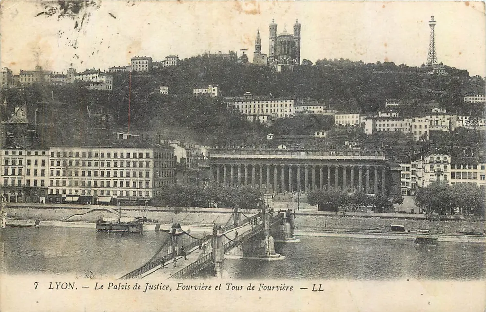 LYON — Das Justizpalast, Brücke Fourvière und Turm Fourvière — LL - Vorderseite
