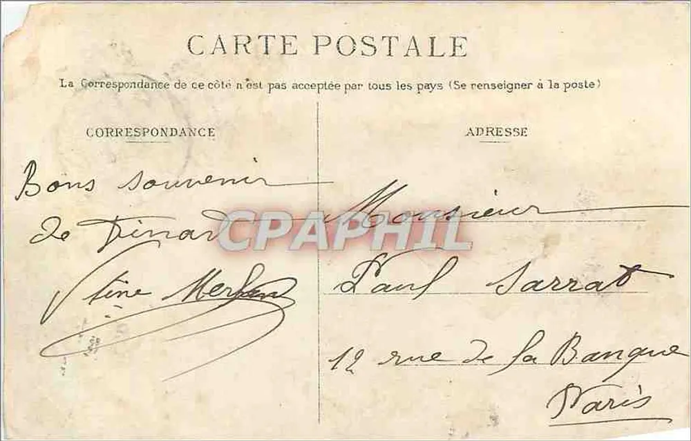 Côte d'Émeraude — Dinard — La Calèche — Au loin, St-Malo — G.F. — Collection Germain - Verso