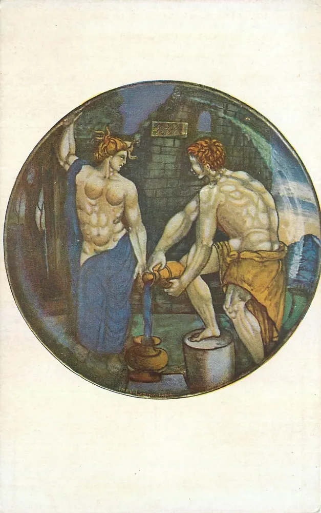 Deusa e homem no basso — cena de banho — editor Musée de Cluny, n° 5777 - Frente