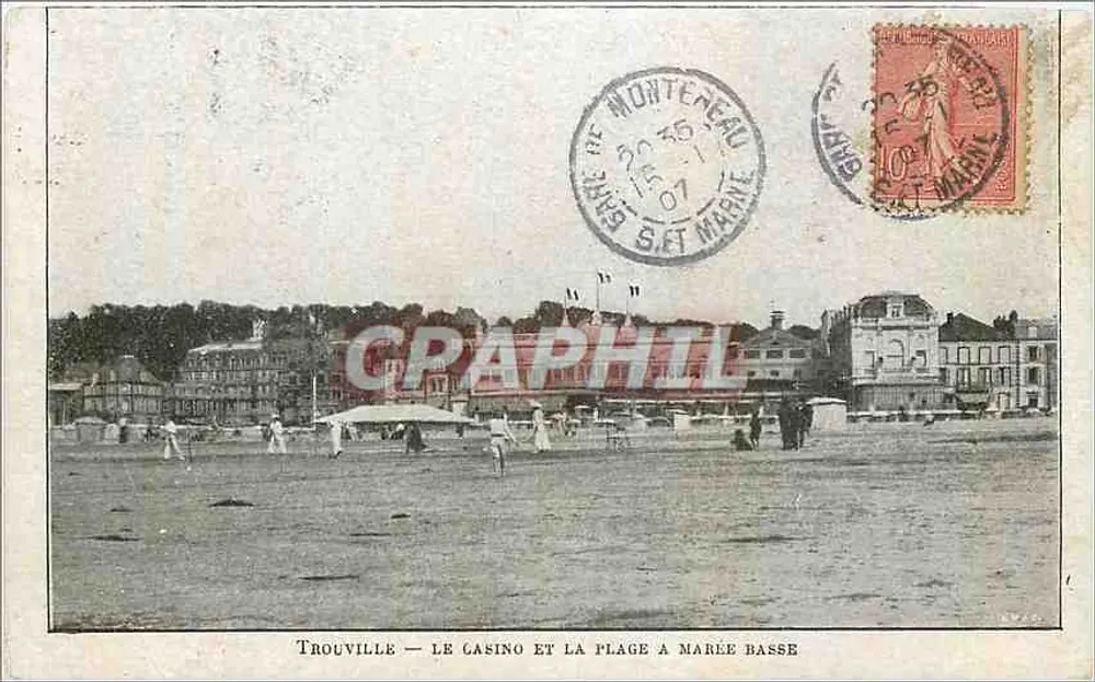 Trouville — Le Casino et la plage à marée basse — Éditeur Lombard, n° 1760 - Recto