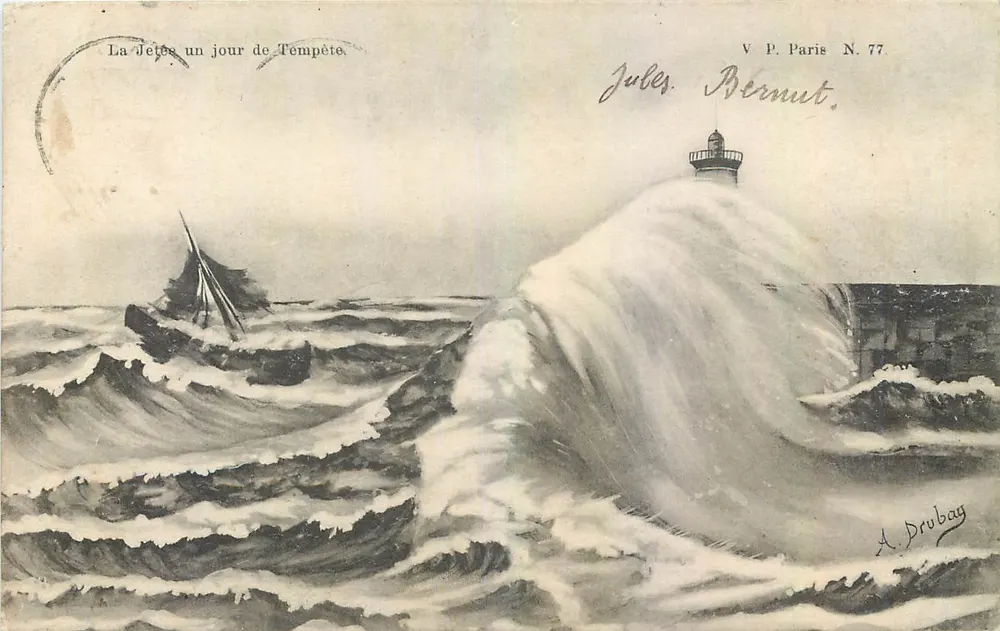 La Jetée een dag van Storm — Jules Bernut, V.P. Parijs N.77 - Voorkant