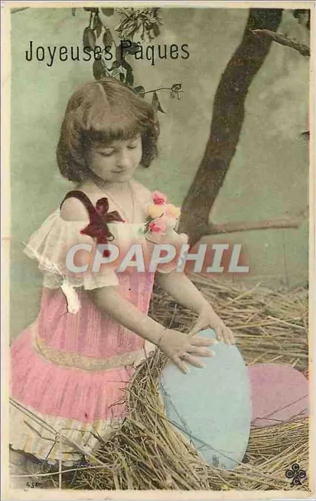 Menina brincando com ovos de Páscoa — editor anônimo, n° 532 - Frente