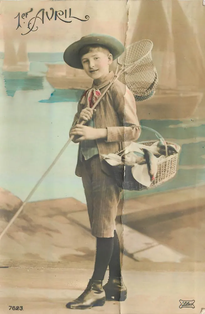 Enfant pêcheur — scène de plage — Éditeur Édithack, n° 7623 - Frente