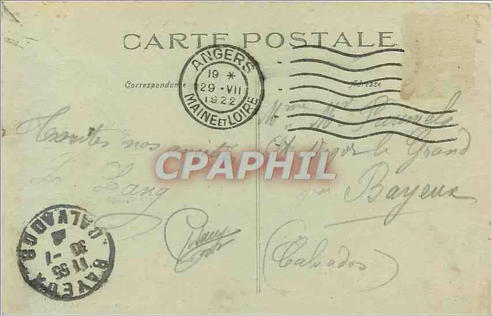 Angers - Le Pont du Centre - La Maine - La Cathédrale — Édition Bilbion-Dames de France, n°44 - Verso