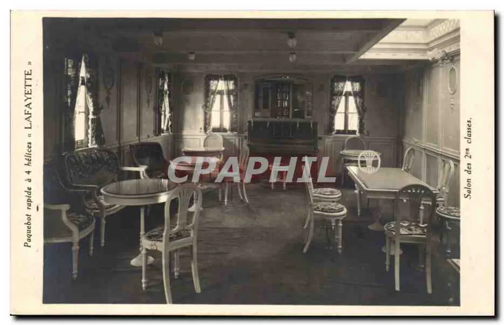 Salon der zweiten Klasse — Schnellschiff « Lafayette » mit 4 Propellern — Compagnie Générale Transatlantique - Vorderseite