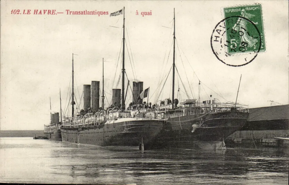 Le Havre — Transatlantische Schiffe am Kai — unbekannter Verlag, Nr. 102 - Vorderseite